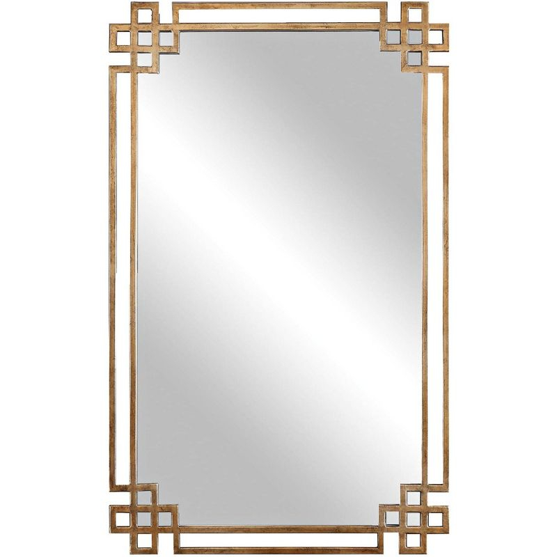 Uttermost Rectangular Vanity Accent Wall Mirror Industrial Plated Gold Metal Open Frame 23" Wide for Bathroom Bedroom Living Room