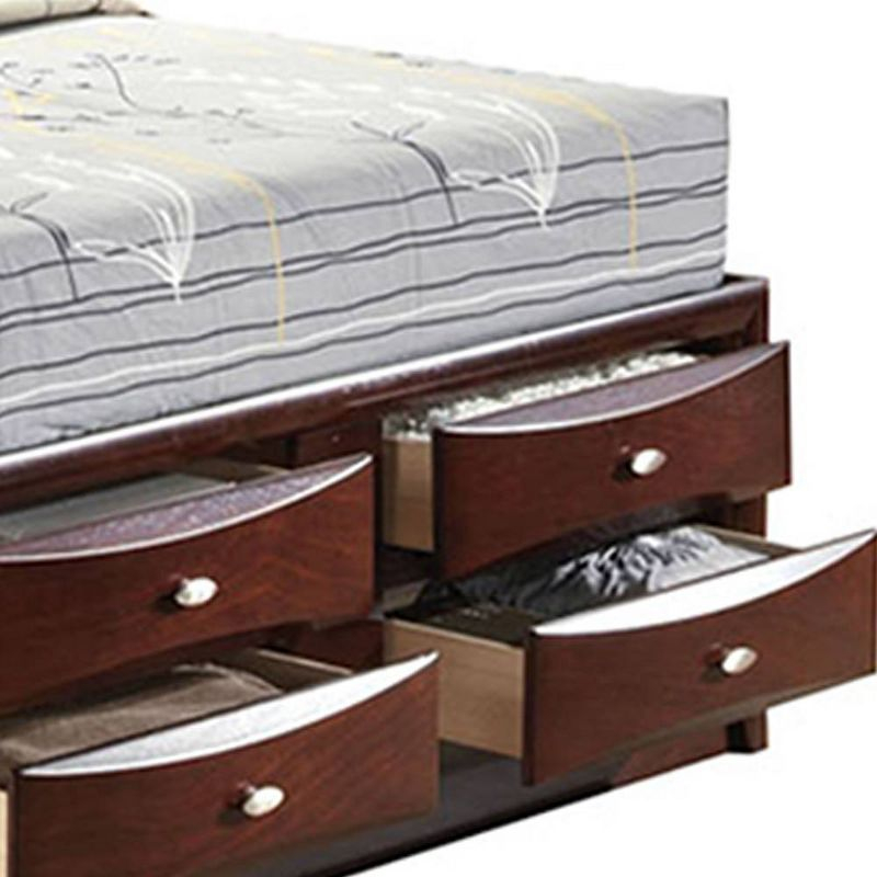91" Eastern King Bed Ireland Bed Espresso - Acme Furniture: Linen Upholstery, Wood Frame, Storage Headboard