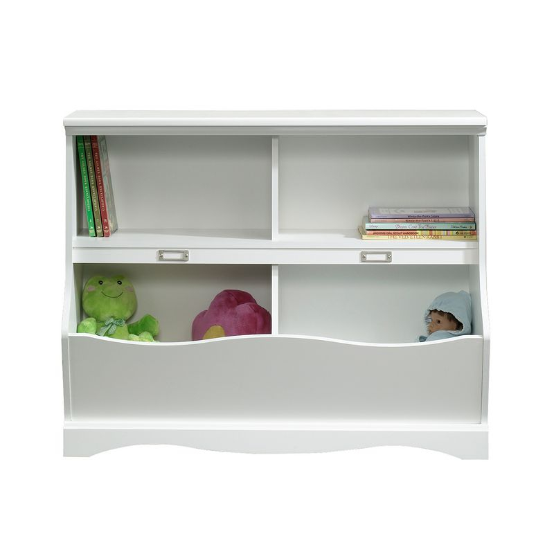 Sauder Twin Pogo Bookcase/Footboard Soft White Finish: 4-Shelf Laminate, Metal Hardware, for All Ages