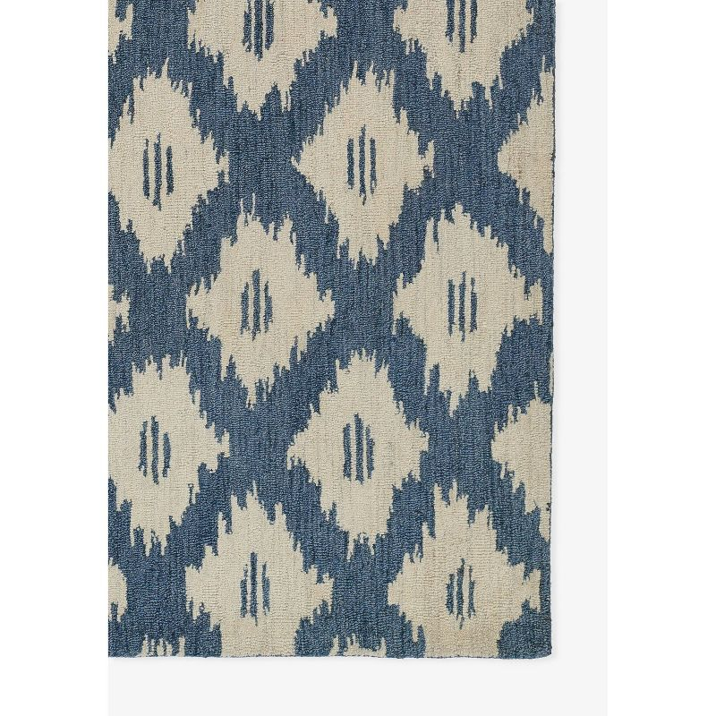 Momeni 3'6"x5'6" Leiden Ikat Huxley Handtufted Area Rug Slate Blue: Wool, Medium Pile, Classic Pattern, Indoor Use