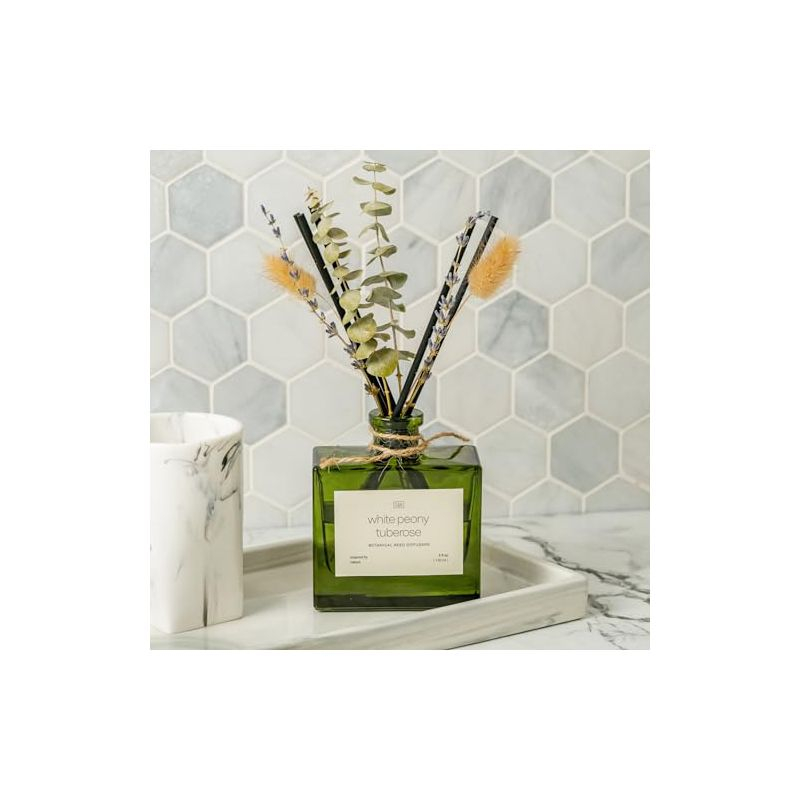 Craft & Kin Reed Diffuser Set With Flower For Home With White Peony Tuberose Scent