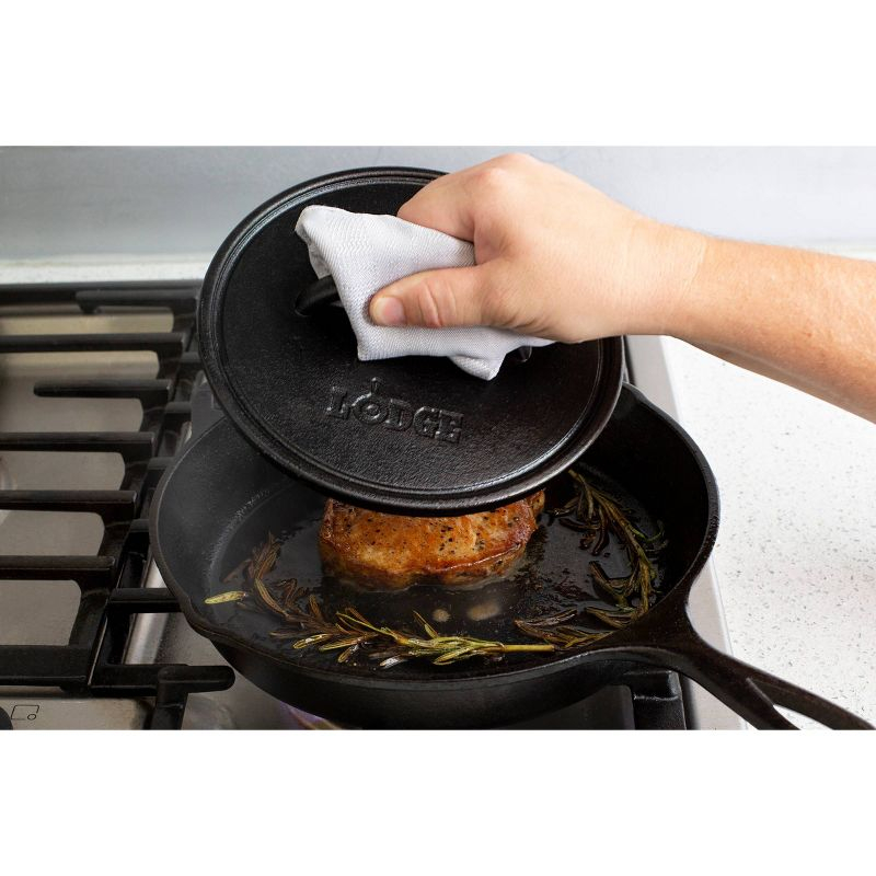 Lodge 8" Cast Iron Round Flat Grill Press: Oven & Broiler-Safe, Hand Wash, Gas & Induction Compatible, Black