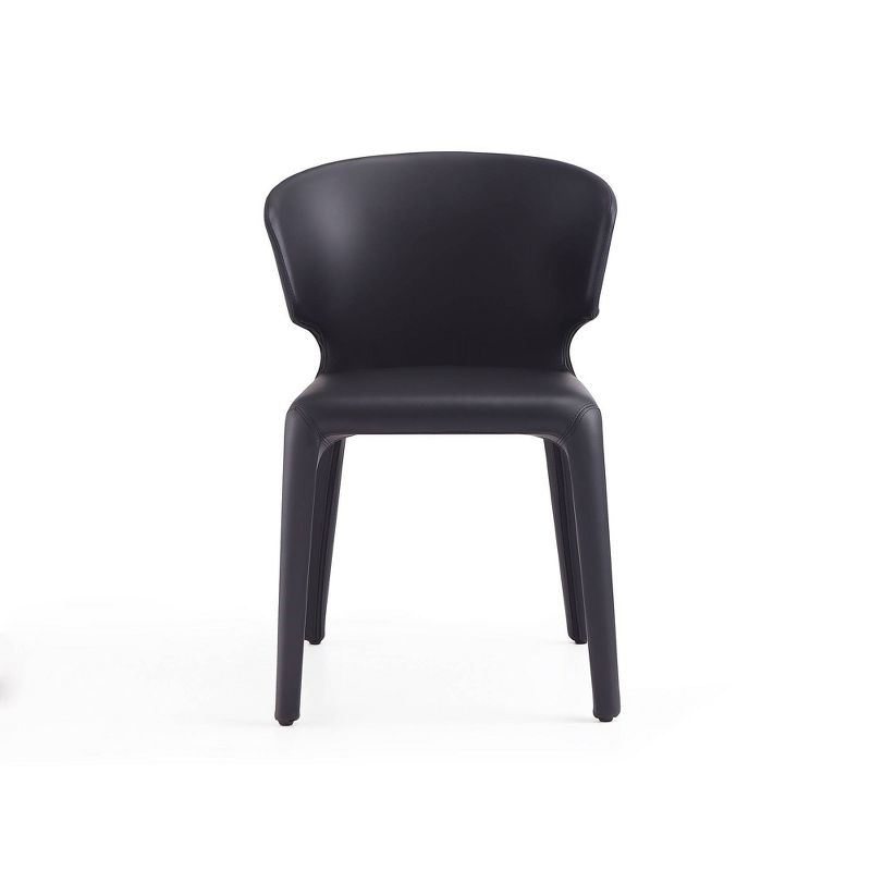 Set of 2 Conrad Faux Leather Dining Chairs Black - Manhattan Comfort: Mid-Century Modern, Metal Frame, Contoured Back