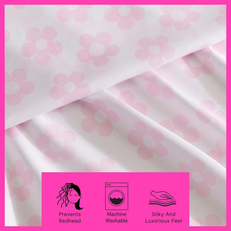 Betsey Johnson Retro Daisy Pink King Sheet Set