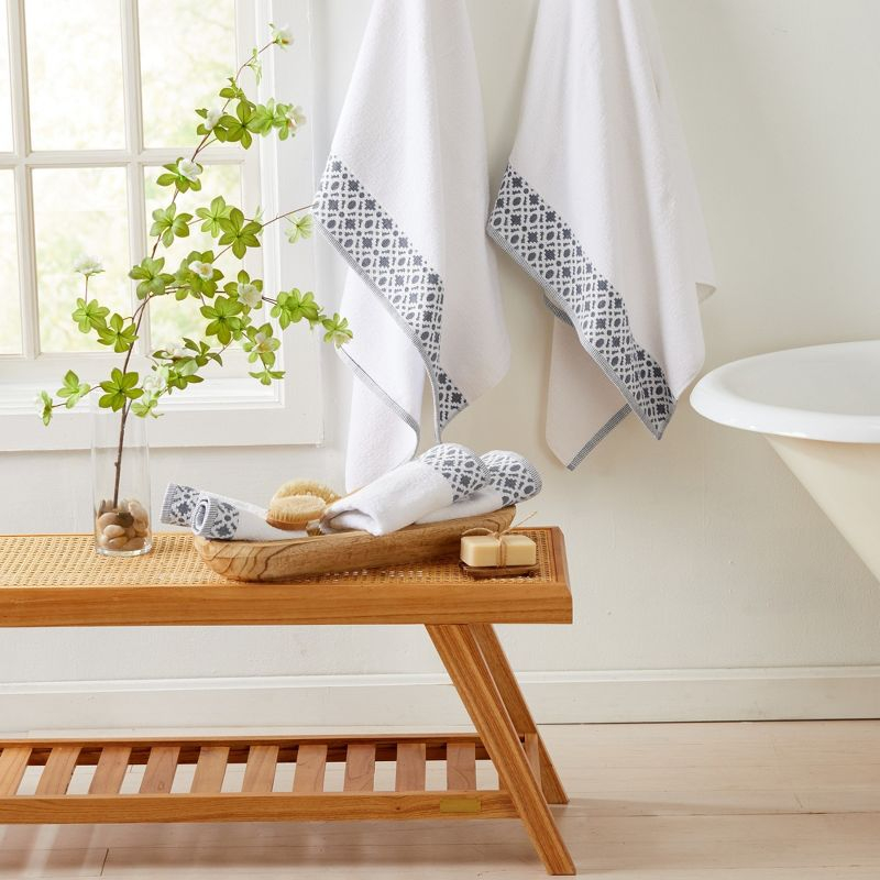 Market & Place Turkish Cotton Luxury 6-Piece Bath Towel Set White/Grey