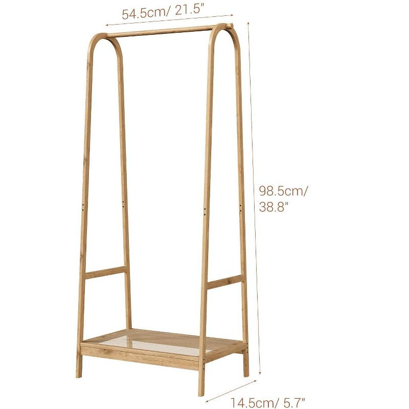 Garvee Bamboo Freestanding Garment Rack, Clothing Rack with Storage Shelf for Bedroom, Balcony, Clothes Store, Clothing Storage Organizer, Natural