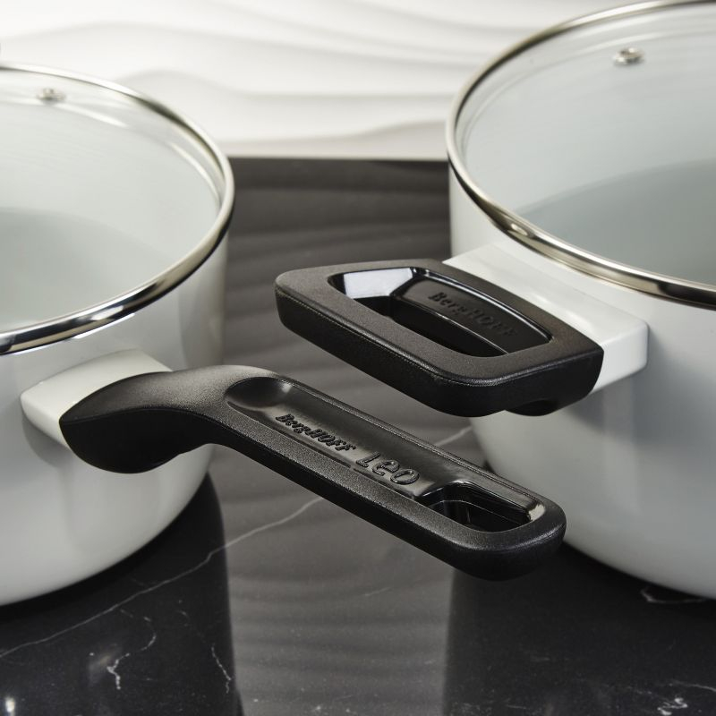 BergHOFF Leo Glints Nonstick Ceramic 7Pc Cookware Set with Glass Lids, Recycled Aluminum, Spirit