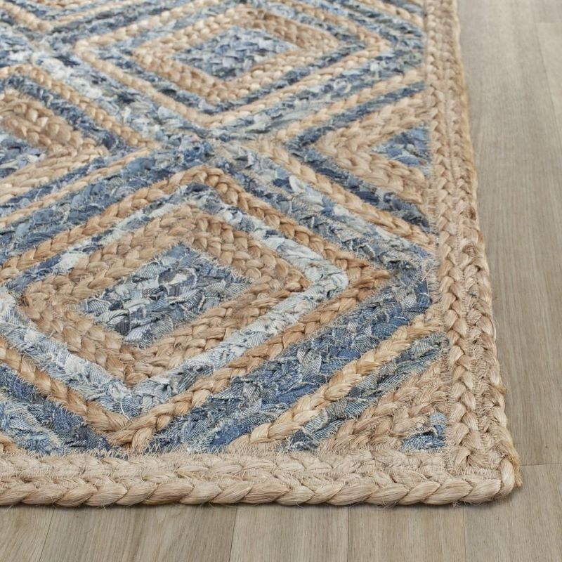 Cape Cod CAP354 Woven Indoor Runner Rug - Natural/Blue - 2'3"x14' - Safavieh