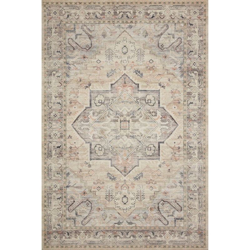 2'x5' Hathaway Rug Ivory - Loloi Rugs: Traditional Medallion Flat Pile Indoor Runner, Machine Made, Canvas Backing