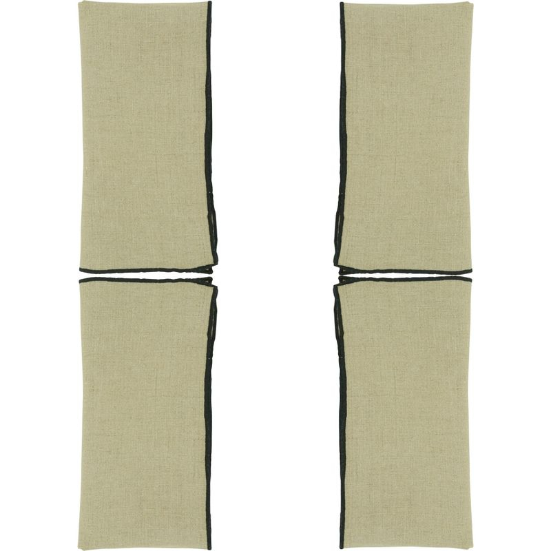 Saro Lifestyle Stitched Border Stonewashed Linen Napkins (Set of 4), Black/Natural, 20" x 20"