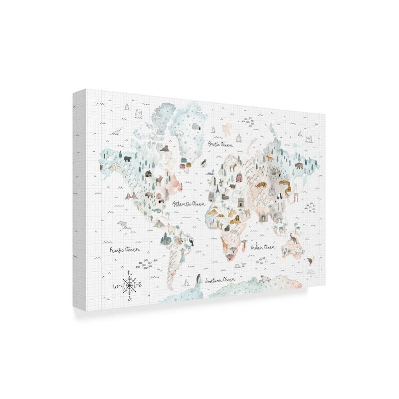 Trademark Fine Art - Laura Marshall 'World Traveler I' Canvas Art - 16x24