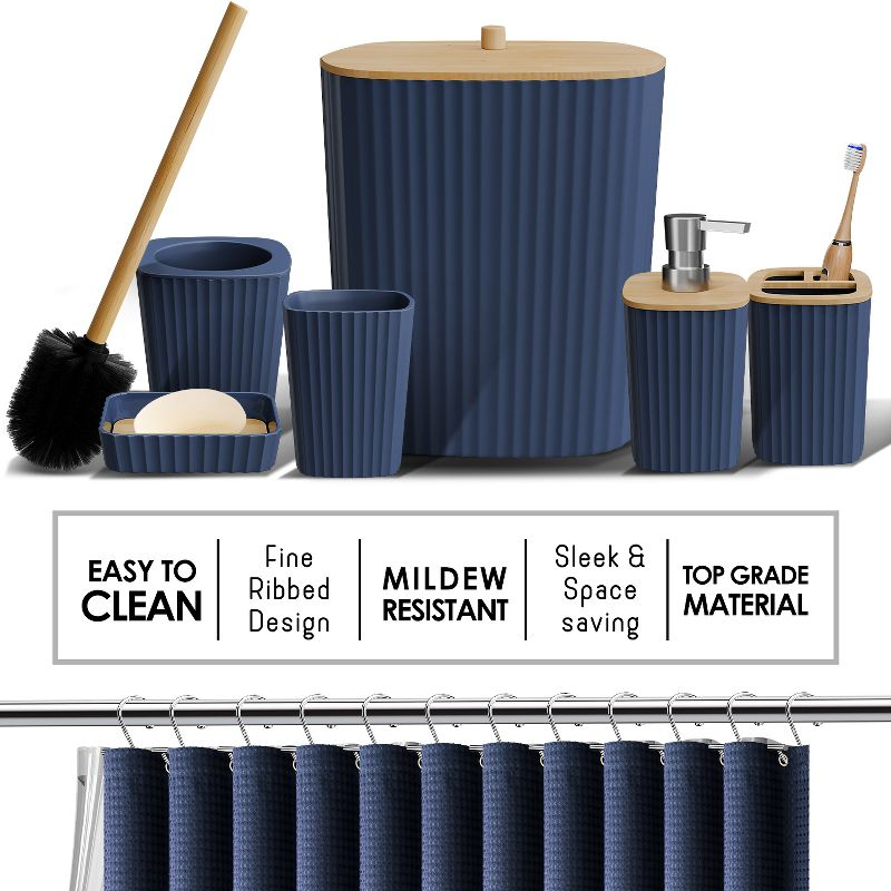 Shower Caddy and Bathroom Accessories Set - 25PC Blue Bathroom Accessory Set with Black Shower Shelf Caddy Set