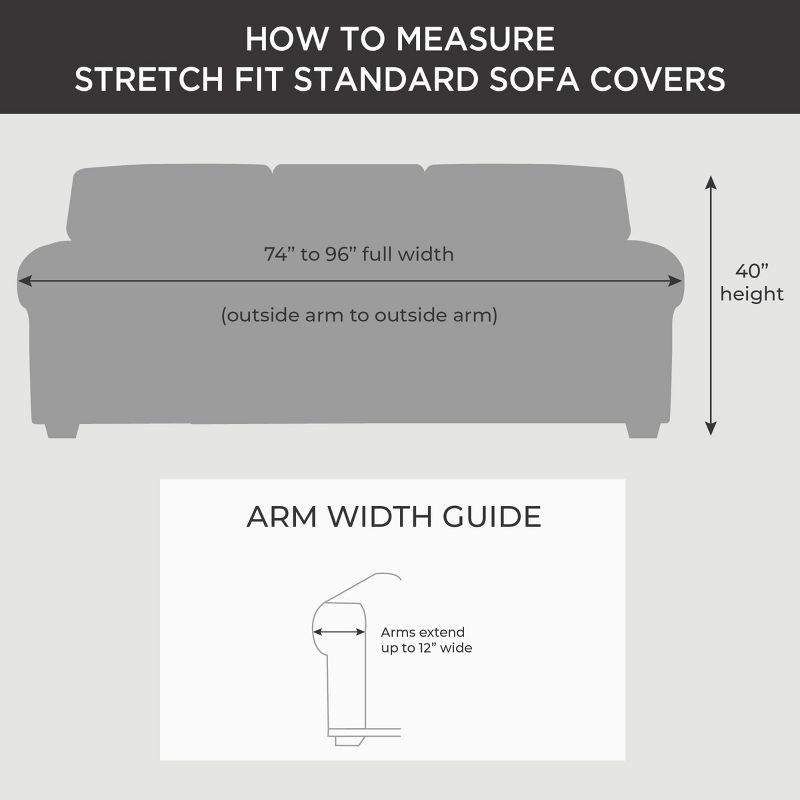 3pc Stretch Pique Sofa Slipcovers Flannel Gray - Sure Fit: Furniture Protector, Indoor Elastic Fit