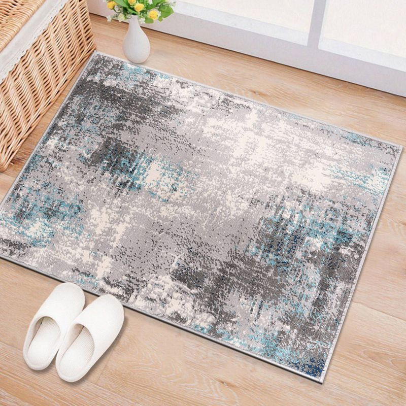World Rug Gallery Dublin Contemporary Abstract Area Rug - Blue 2'x3':  Stain & Fade-Resistant,  Low Pile,  Indoor Use
