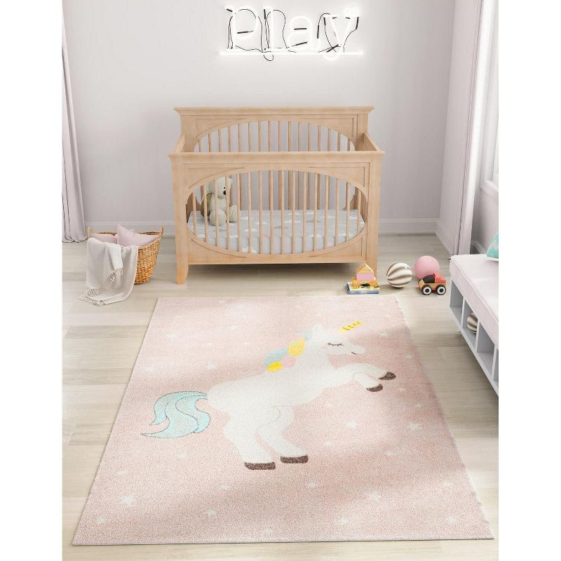 Unique Loom Whimsy Kids Collection Area Rug - Alicorn (5' 3" x 8' Rectangle Pink/Black)