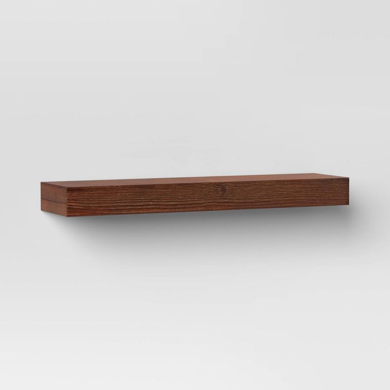 24" Floating Dark Wood Shelf Walnut Brown - Threshold™: Wall-Mounted, Open Shelving, FSC Certified Wood