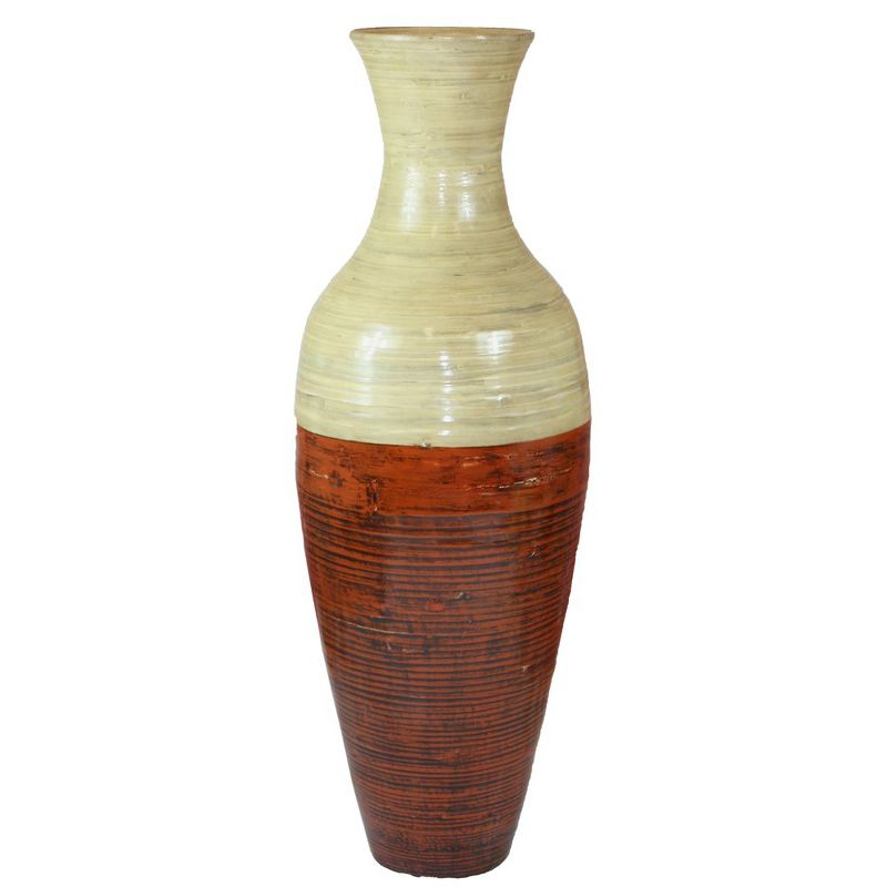 Uniquewise 43-Inch-Tall Vase, Large Floor Vase, Flower Holder, Living Room Entryway Dining Room, Red and Natural Color vase