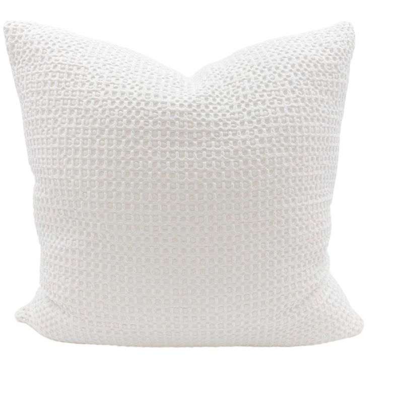 Cool Cotton White Waffle Weave Pillow 20x20 24x24 / Down / White