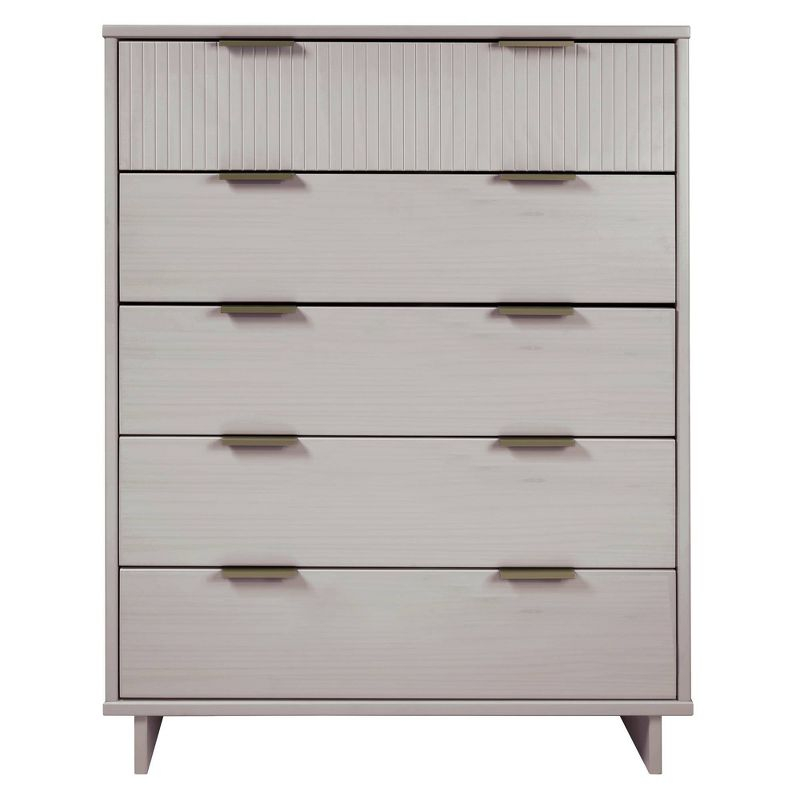 Manhattan Comfort Tall Granville Modern 5 Drawer Dresser Light Gray: Wood Frame, Spot Clean, Anti-Tip Hardware