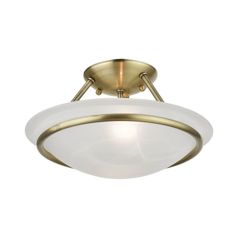 Livex Lighting Newburgh 2 - Light Semi-Flush Mount in  Antique Brass