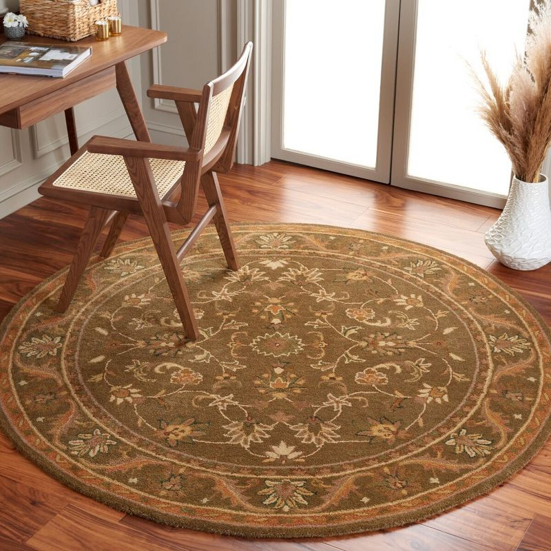 Antiquity AT52 Hand Tufted Indoor Area Rug - Olive/Gold - 3'6" Round - Safavieh