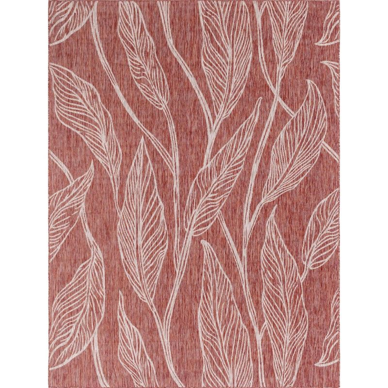 Unique Loom 9' 0 x 12' 2 Rectangle Indoor/Outdoor Botanical Rust Red Area Rug