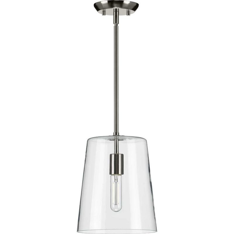 Progress Lighting, Clarion, 1-Light Pendant, Matte Black, Clear Glass Shade