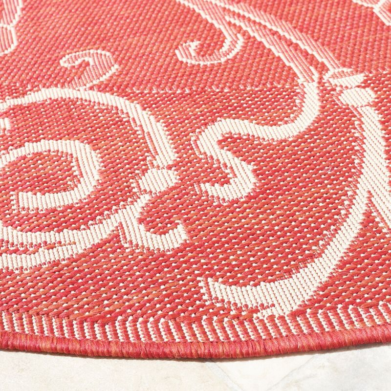 Courtyard CY2665 Power Loomed Indoor and Outdoor Area Rug - Red/Natural - 6'7" Round - Safavieh
