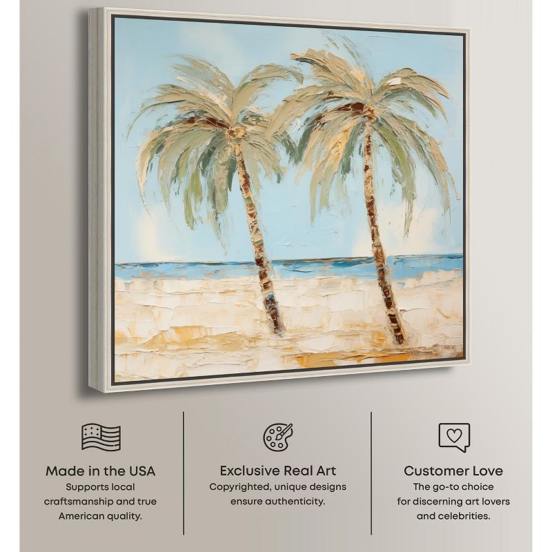 Art Remedy Painting Palm Trees Tropical Bathroom Wall Art, 30" x 30", Silver Frame
