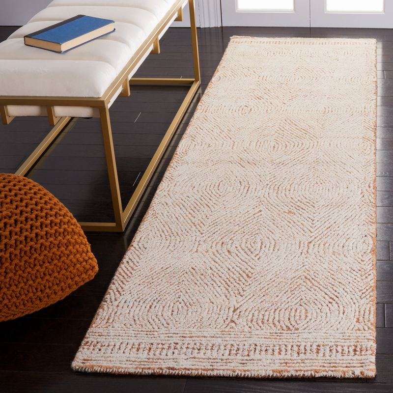 Abstract ABT340 Handmade Indoor Runner - Ivory/Rust - 2'-3"x22' - Safavieh