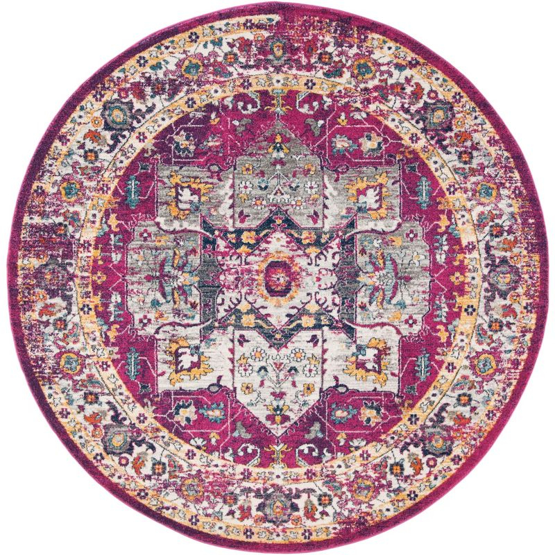 Evoke EVK275 Power Loomed Indoor Area Rug - Fuchsia/Ivory - 6'7" Round - Safavieh