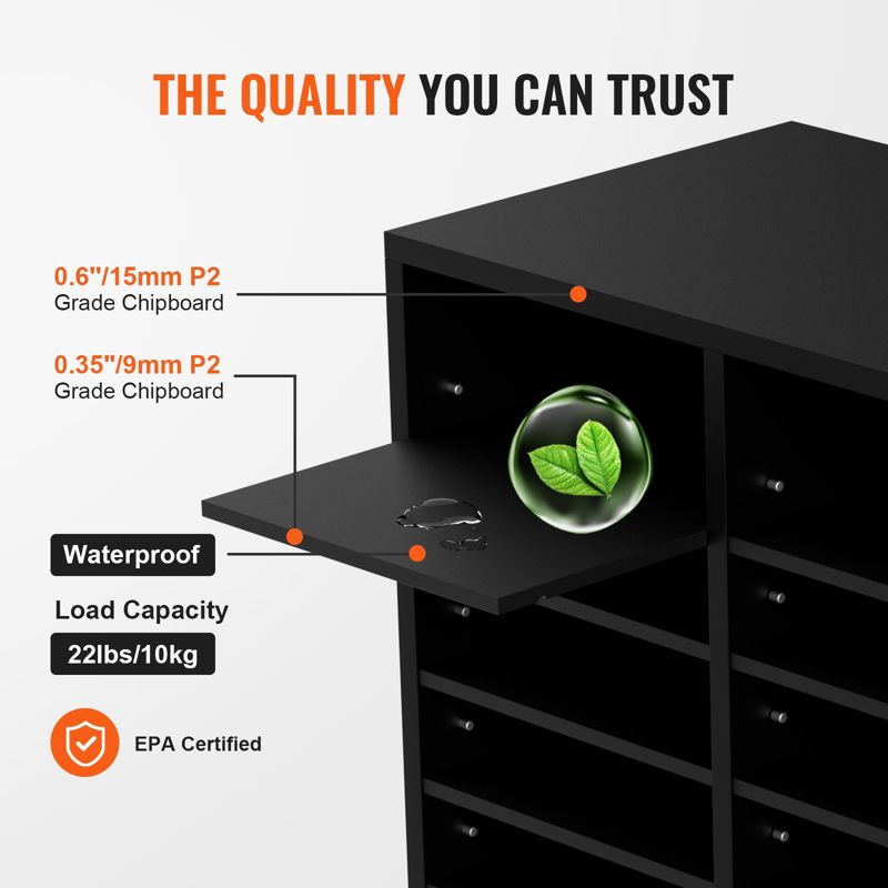 VEVOR Wood Literature Organizer, 24 Compartments, File Sorter with Removable Shelves, Mailboxes Slot for Office Home Classroom,EPA Certified