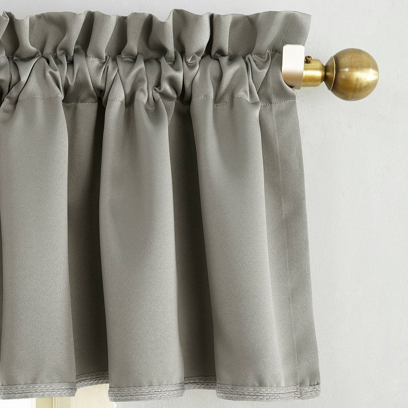 54"x18" Sun Zero Room Darkening Seymour Rod Pocket Curtain Valance Gray: Window Valance for All Ages