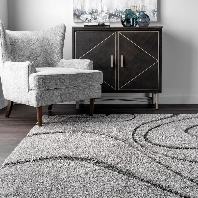 Nuloom Carolyn Abstract 4x6 Shag Indoor Area Rug for Living Room Bedroom Dining Room Nursery, Dark Grey