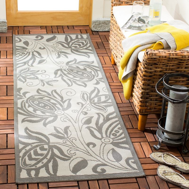 Courtyard CY6109 Power Loomed Indoor/Outdoor Runner Rug - Light Grey/Anthracite - 2'3"x10' - Safavieh.