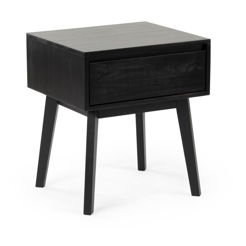 Plank+Beam Solid Wood Nightstand with Storage Drawer, Modern Small End Table, Black