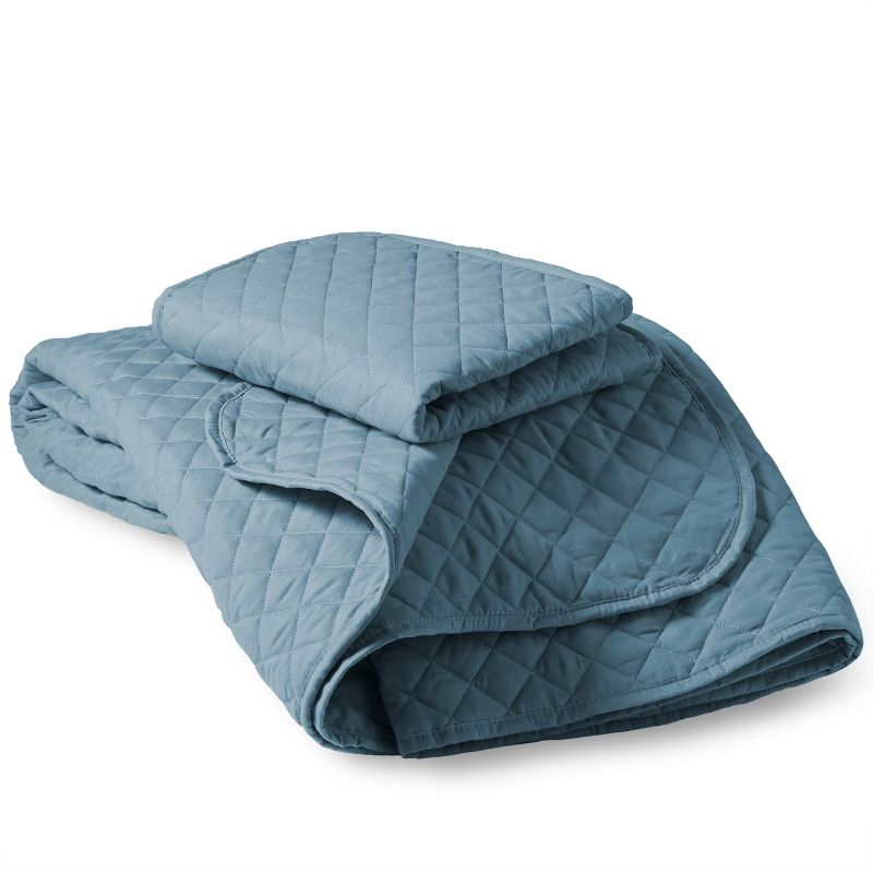 Twin/Twin XL Coronet Blue Oversized Quilted Coverlet Set by Bare Home