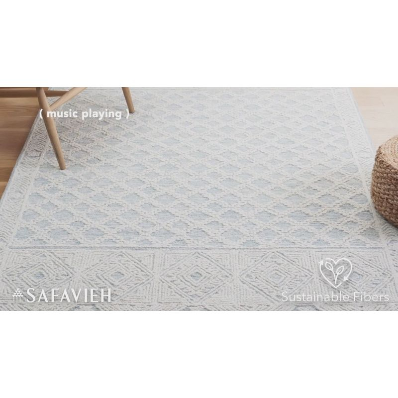 Abstract ABT479 Hand Tufted Area Rug - Ivory/Blue - 6' Round - Safavieh .