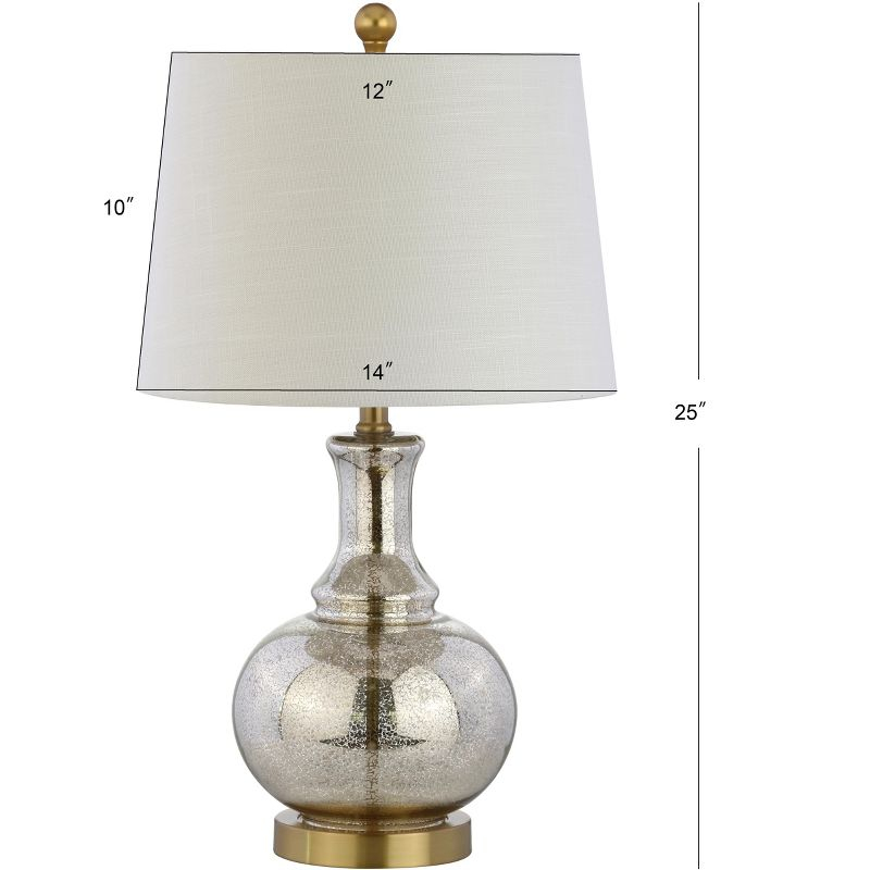 JONATHAN Y Lavelle 25" Glass LED Table Lamp, Mercury Silver/Brass Gold (Set of 2)