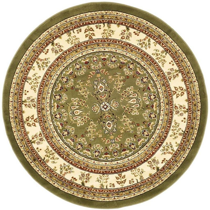 Lyndhurst Sarouk LNH331 Power Loomed Area Rug - Sage/Ivory - 5'3" Round - Safavieh