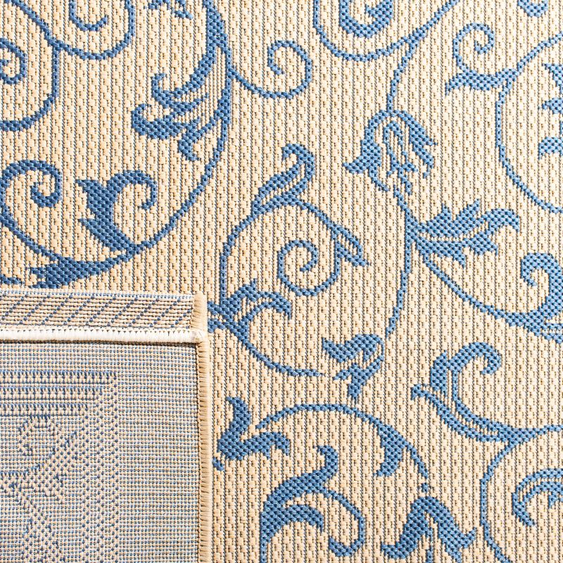 Courtyard CY2098 Power Loomed Indoor and Outdoor Area Rug - Natural/Blue - 7'10"x7'10" - Safavieh
