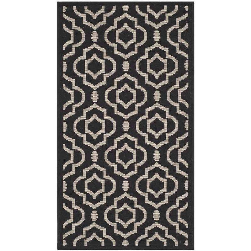 Courtyard CY6926 Power Loomed Indoor and Outdoor Area Rug - Black/Beige - 4'x5'7" - Safavieh