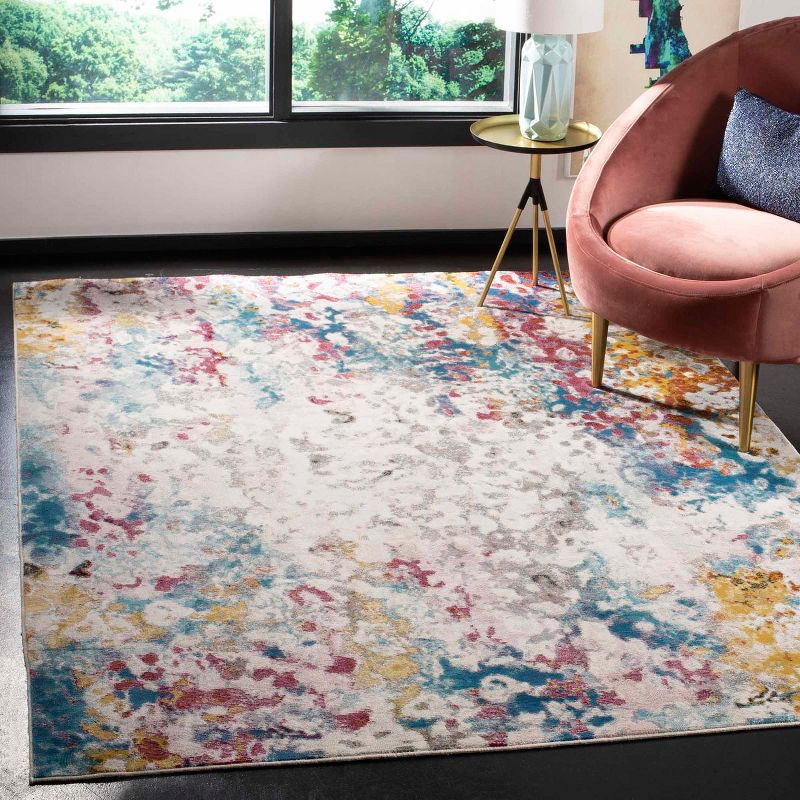 Aria ARA166 Power Loomed Area Rug - Cream/Dark Teal - 4'x6' - Safavieh.