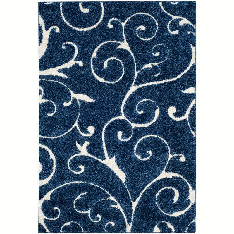 Florida Shag SG455 Power Loomed Indoor Area Rug - Dark Blue/Cream - 5'3"x7'6" - Safavieh.
