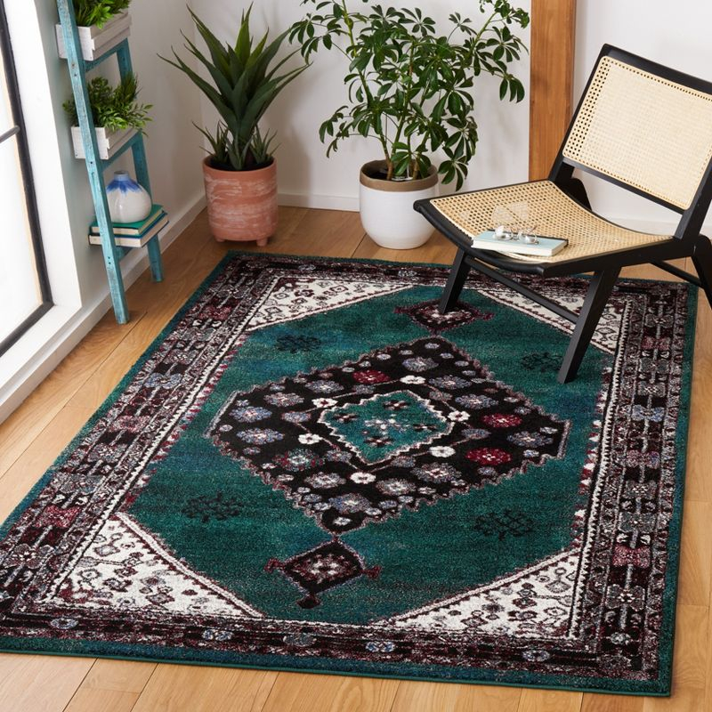 Vintage Hamadan VTH202 Power Loomed Area Rug - Green/Black - 8'x10' - Safavieh.