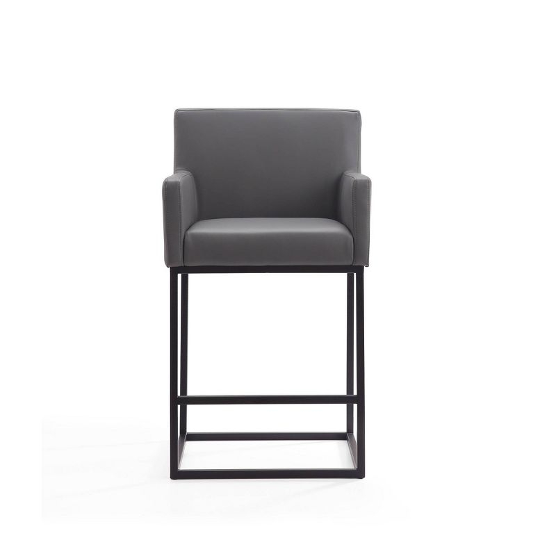 Ambassador Metal Counter Height Barstool Gray - Manhattan Comfort: Upholstered, Fixed Height, Footrest