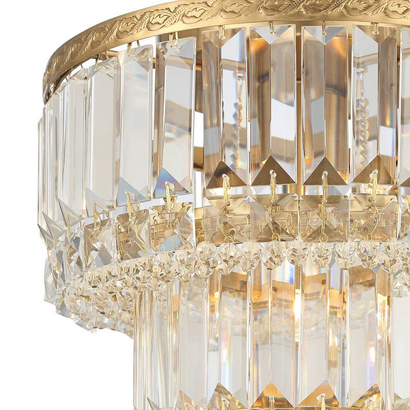 Vienna Full Spectrum Magnificence Modern Ceiling Light Flush Mount Fixture 10 1/2" Wide Soft Gold 3-Light LED Faceted Crystal for Bedroom Living Room
