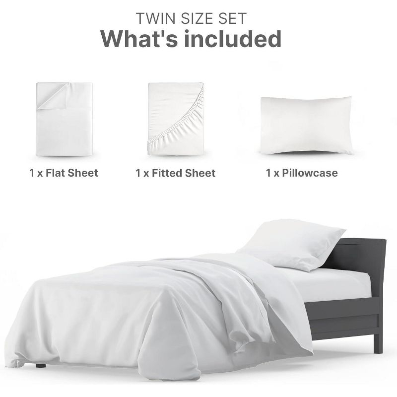 CGK Linens Luxury 1000 Thread Count 4 Piece Sheet Set - Soft & Premium 100% Cotton Sateen in White, Size Twin
