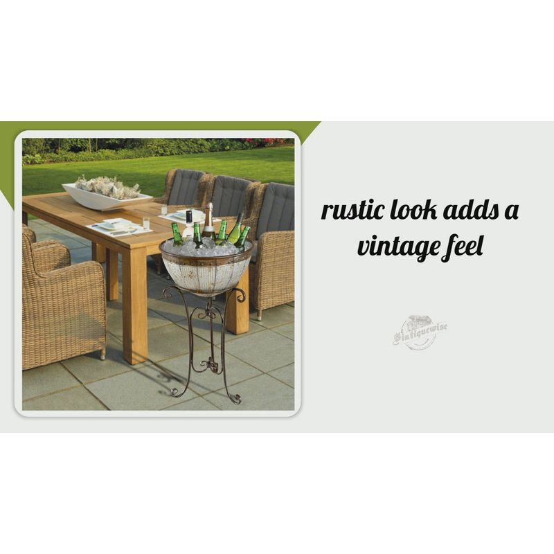 Vintiquewise Galvanized Metal Standing Beverage Cooler Tub with Liner