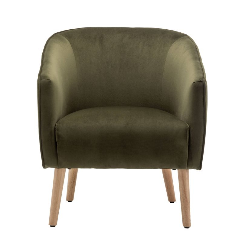 WOVENBYRD Modern Barrel Accent Chair Sage Green Velvet: Upholstered Luxury Glam Furniture, Plywood Frame